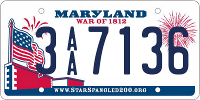 MD license plate 3AA7136