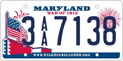 MD license plate 3AA7138