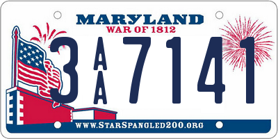 MD license plate 3AA7141