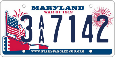 MD license plate 3AA7142