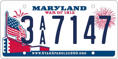 MD license plate 3AA7147