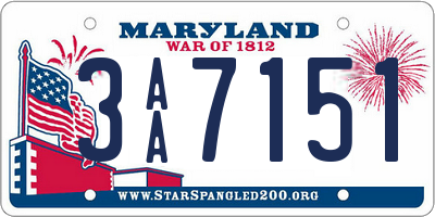 MD license plate 3AA7151