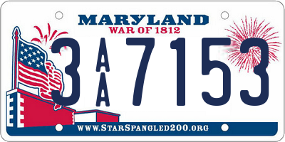 MD license plate 3AA7153