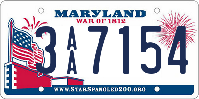 MD license plate 3AA7154