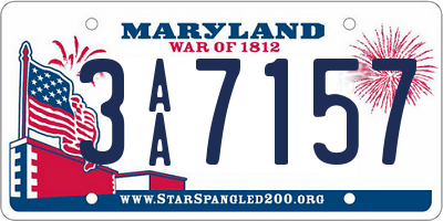 MD license plate 3AA7157