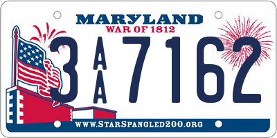 MD license plate 3AA7162