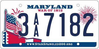 MD license plate 3AA7182