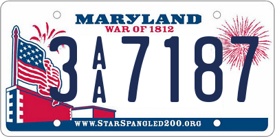 MD license plate 3AA7187