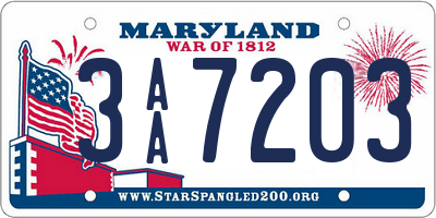 MD license plate 3AA7203