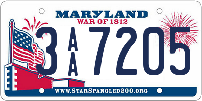 MD license plate 3AA7205