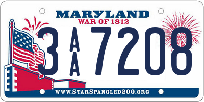 MD license plate 3AA7208