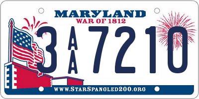 MD license plate 3AA7210