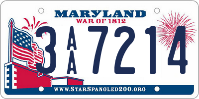 MD license plate 3AA7214