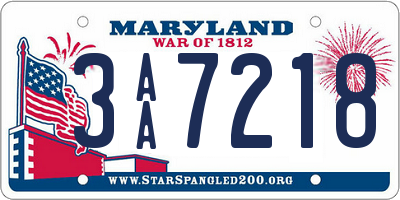 MD license plate 3AA7218