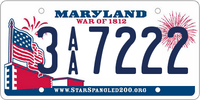 MD license plate 3AA7222