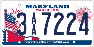 MD license plate 3AA7224