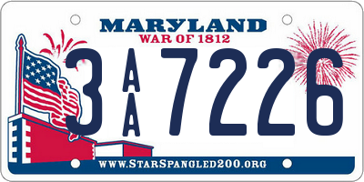 MD license plate 3AA7226