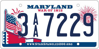 MD license plate 3AA7229