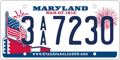 MD license plate 3AA7230