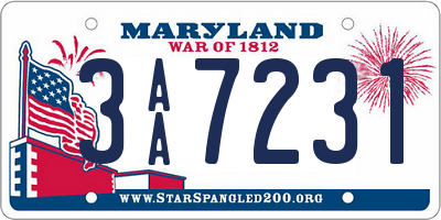 MD license plate 3AA7231