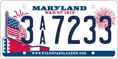 MD license plate 3AA7233