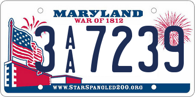 MD license plate 3AA7239