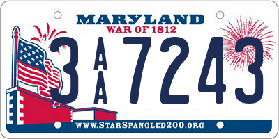 MD license plate 3AA7243