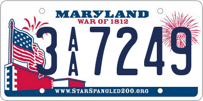 MD license plate 3AA7249