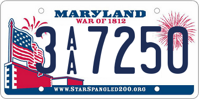 MD license plate 3AA7250