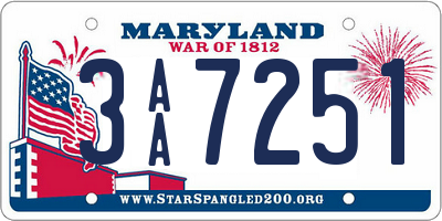 MD license plate 3AA7251