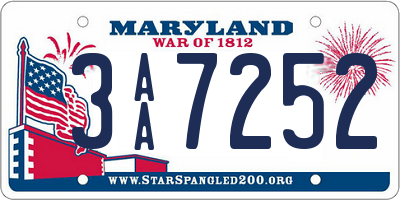 MD license plate 3AA7252