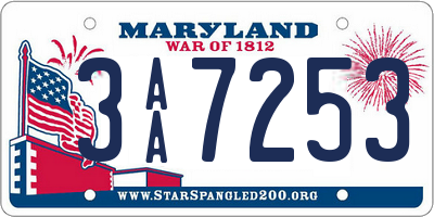 MD license plate 3AA7253