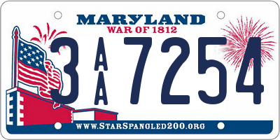 MD license plate 3AA7254