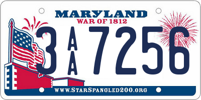 MD license plate 3AA7256