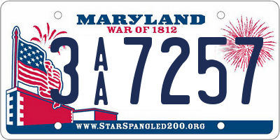 MD license plate 3AA7257