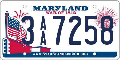 MD license plate 3AA7258