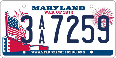 MD license plate 3AA7259