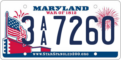 MD license plate 3AA7260