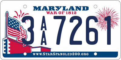 MD license plate 3AA7261