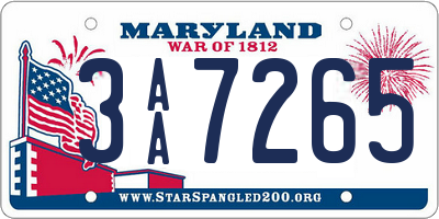 MD license plate 3AA7265