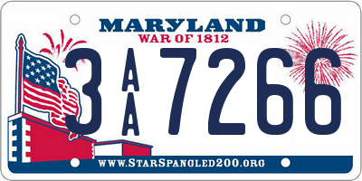 MD license plate 3AA7266