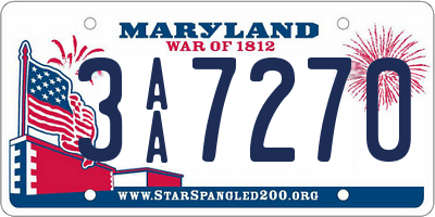 MD license plate 3AA7270