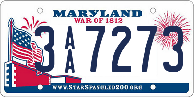 MD license plate 3AA7273