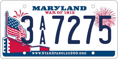 MD license plate 3AA7275