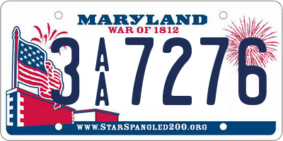 MD license plate 3AA7276