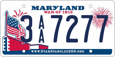 MD license plate 3AA7277
