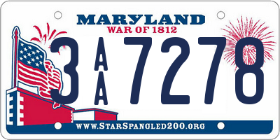 MD license plate 3AA7278