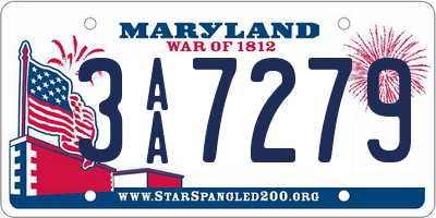 MD license plate 3AA7279