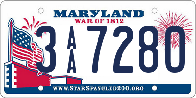 MD license plate 3AA7280