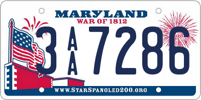MD license plate 3AA7286
